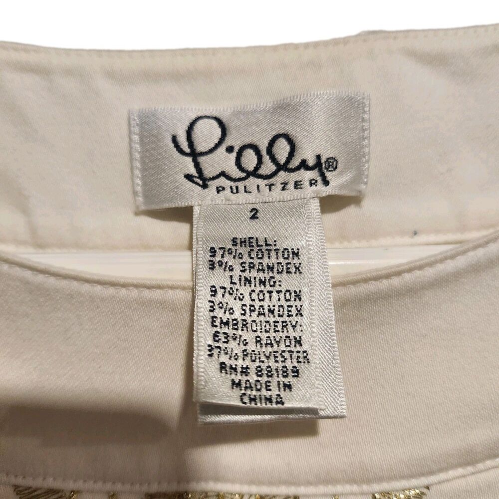 Lilly Pulitzer Ashlyn Sleeveless Shift Dress Resort White Gold Embroidery Size 2 - Picture 5 of 8